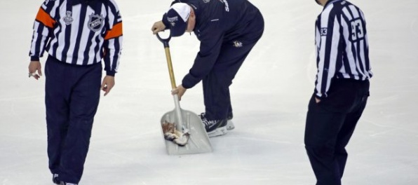 Na ľade v Pittsburghu počas prvého finále NHL pristál na ľade mŕtvy sumec