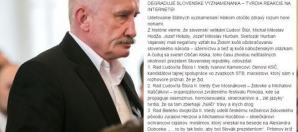 Poslanec Kotlebovej ĽSNS kritizoval Kiskove vyznamenania, obžalovali ho z extrémizmu