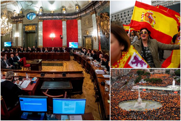 Video: Pred súd sa postavili katalánski separatisti, ostro sledovaný proces sprevádzajú protesty