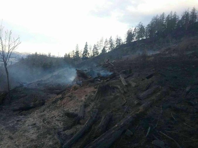 Foto: Požiar lesa pri Kravanoch uhasili, pomáhal aj vojenský vrtuľník Mi-17
