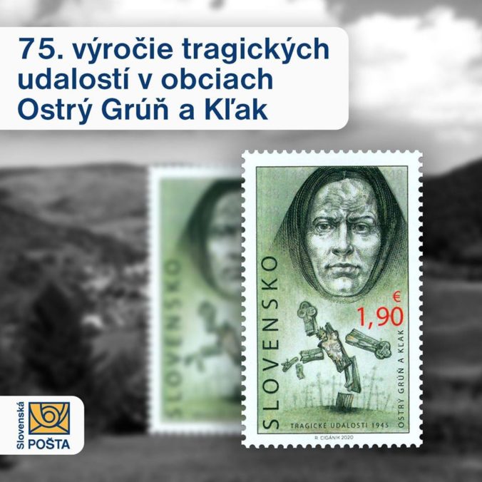 Slovenská pošta vydala známku k 75. výročiu tragických udalostí v obciach Ostrý Grúň a Kľak