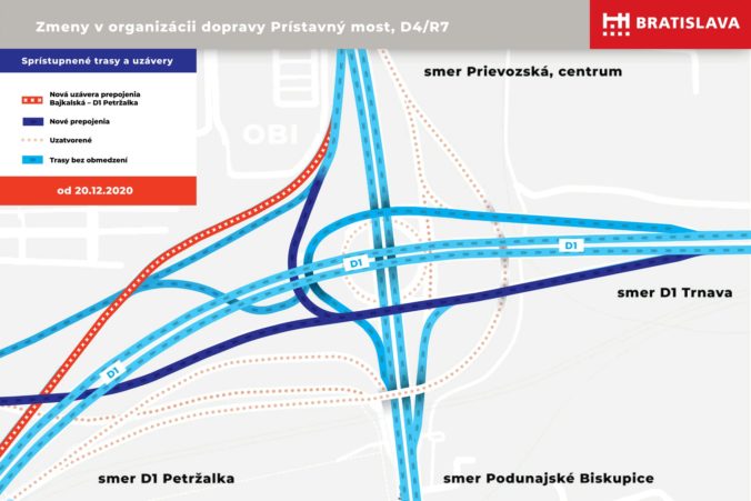 Bratislava upozorňuje na uzáveru a zmenu dopravy na Prístavnom moste, dotkne sa aj liniek MHD