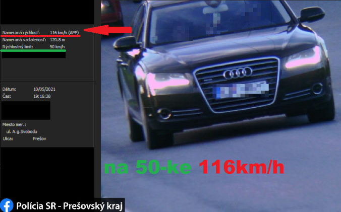 Vodič v Prešove mal poriadne naponáhlo, povolenú rýchlosť v meste prekročil až o 66 km/h