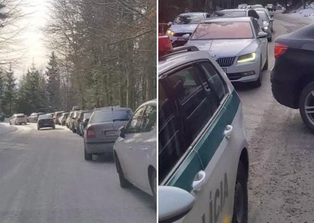 Preplnené parkoviská a krajnice bránia priechodu po ceste na Skalku pri Kremnici