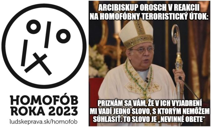 Homofóbom roka sa stal arcibiskup Orosch a nové ocenenie Dúhový jednorožec išlo do Detvy